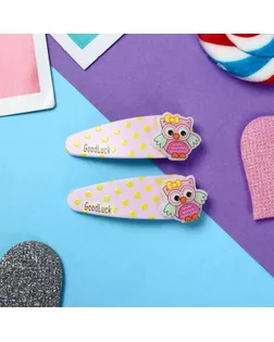 Невидимка для волос "Адели" (набор 2 шт) совушки горох, 5 см, розовый арт. СМЛ-186951-1-СМЛ0006911699