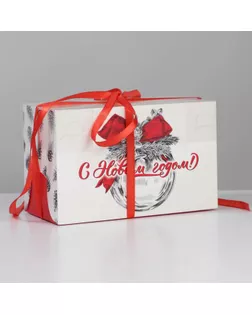 Коробка для капкейка «С новым годом», 16 × 8 × 10 см арт. СМЛ-167410-1-СМЛ0006929310