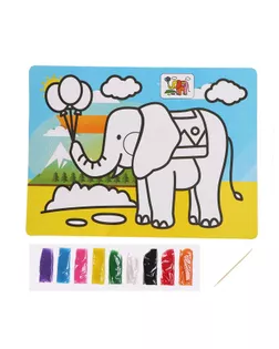 Фреска с цветным основанием "Слон" 9 цветов песка по 2 г арт. СМЛ-164914-1-СМЛ0006929901
