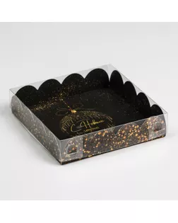 Коробка для кондитерских изделий с PVC крышкой «Золото», 13 × 13 × 3 см арт. СМЛ-162553-1-СМЛ0006930812