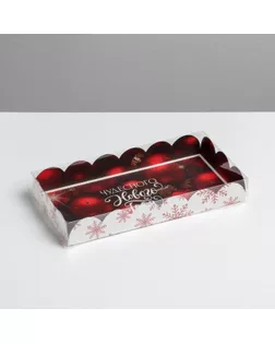 Коробка для кондитерских изделий с PVC крышкой «Шарики», 10.5 × 21 × 3 см арт. СМЛ-160854-1-СМЛ0006930845