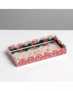 Коробка для кондитерских изделий с PVC крышкой «Гирлянды», 10.5 × 21 × 3 см арт. СМЛ-160855-1-СМЛ0006930846