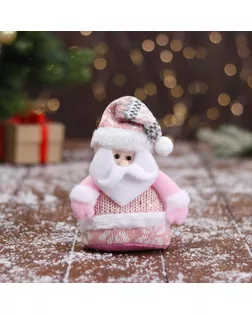 Мягкая игрушка "Дед Мороз в вязаном костюме" 9х15 см, розовый арт. СМЛ-163709-1-СМЛ0006932398