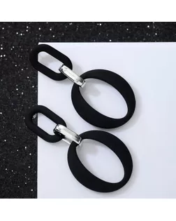 Серьги металл "Цепь" кольцо и овал, 3 звена, цвет серебристо-чёрный арт. СМЛ-187015-1-СМЛ0006943930