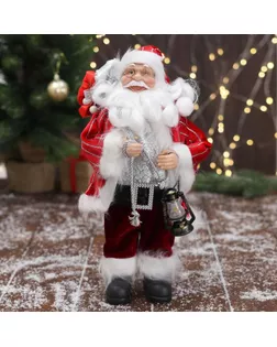 Дед Мороз "В красной полосатой шубе, с подарками" 16х30 см арт. СМЛ-162620-1-СМЛ0006949628