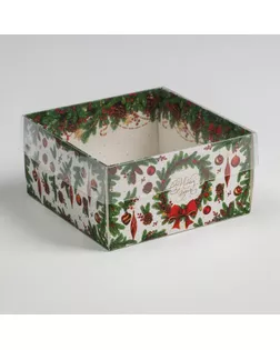 Коробка для кондитерских изделий с PVC крышкой New Year , 12 х 6 х 11,5 см арт. СМЛ-162559-1-СМЛ0006957708