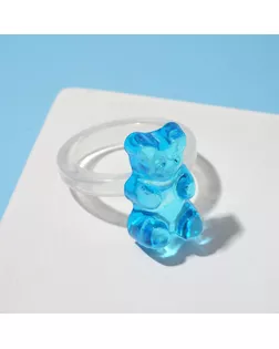 Кольцо "Мармеладный мишка", цвет голубой, размер 16 арт. СМЛ-165157-1-СМЛ0006961491