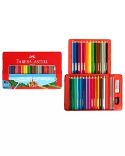 Карандаши 48 цвета Faber-Castell «Замок», трёхгранный корпус, 2 чернографитных карандаша , с ластиком, в металлическом пенале арт. СМЛ-180877-1-СМЛ0006963039
