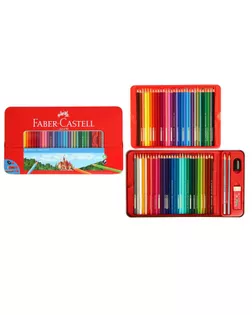Карандаши 60 цвета Faber-Castell «Замок», шестигранный корпус, 2 чернографитных карандаша , с ластиком и точилкой, в металлическом пенале арт. СМЛ-180878-1-СМЛ0006963040