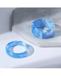 Набор 2 кольца из акрила "Дуос", цвет ярко-синий, размер 17-17,5 арт. СМЛ-168952-1-СМЛ0006970459