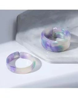 Набор 2 кольца из акрила "Дуос", цвет серо-фиолетовый, размер 17-17,5 арт. СМЛ-168953-1-СМЛ0006970460