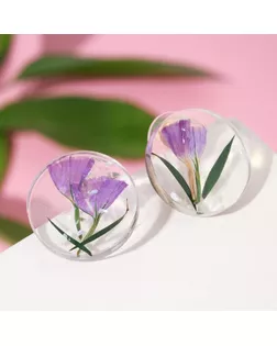 Серьги ассорти "Лето" цветы в диске, цвет фиолетово-зелёный арт. СМЛ-185889-1-СМЛ0006970501