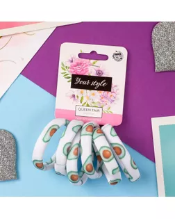 Резинка для волос "Лина" (набор 6 шт) авокадики лето, 4 см, микс арт. СМЛ-165282-1-СМЛ0006970545