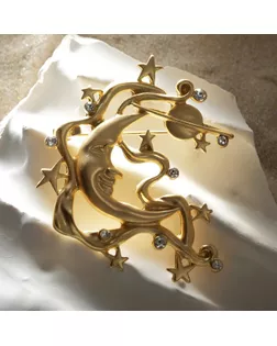 Брошь "Космос", цвет белый в матовом золоте арт. СМЛ-196356-1-СМЛ0006970900