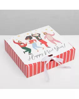 Складная коробка подарочная «Happy NY», 20 × 18 × 5 см арт. СМЛ-163946-1-СМЛ0006971616