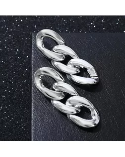 Серьги металл "Цепь" диагональные звенья, цвет серебро арт. СМЛ-187030-1-СМЛ0006976601