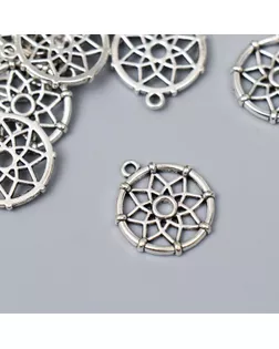 Декор металл для творчества "Ловец снов - цветок" серебро G195B585 2,2х1,9 см арт. СМЛ-201534-1-СМЛ0007006347