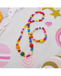 Набор детский "Выбражулька" 2 предмета: кулон, браслет, сердечко, цветной арт. СМЛ-24620-1-СМЛ0700731