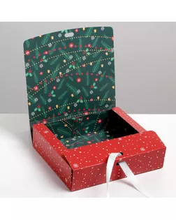 Коробка складная двухсторонняя «Новогодние истории», 20 × 18 × 5 см арт. СМЛ-163786-1-СМЛ0007007604