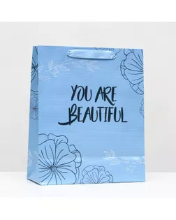 Пакет подарочный ламинированный «You are beautiful» 26 x 32 x 12 см арт. СМЛ-246230-1-СМЛ0007025942