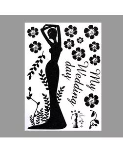 Наклейка пластик интерьерная чёрная "Девушка в вечернем платье" блёстки 50х70 см арт. СМЛ-210198-1-СМЛ0007040460