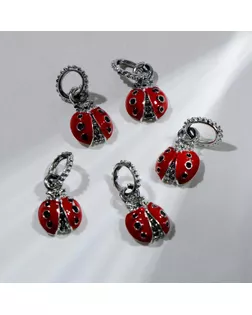 Подвеска "Божья коровка", цвет красно-белый в серебре арт. СМЛ-170004-1-СМЛ0007044619