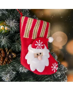 Носок для подарков "Дед Мороз и снежинки" 15*13 см арт. СМЛ-102074-1-СМЛ0000705244