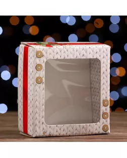 Коробка подарочная, крышка-дно, "Тёплый Новый Год", 14,5 х 14,5 х 6 см арт. СМЛ-167560-1-СМЛ0007067123