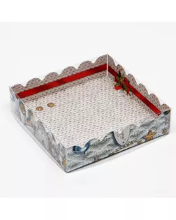 Коробочка для печенья "Новогодние игрушки", 12 х 12 х 3 см арт. СМЛ-166802-1-СМЛ0007068167
