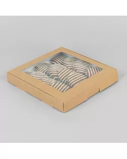Коробка самосборная бесклеевая, крафт, 21 х 21 х 3 см, набор 10 шт. арт. СМЛ-159197-1-СМЛ0007087992