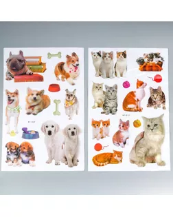 Наклейка пластик 2D "Кошки и собаки" МИКС 54х35,5 см арт. СМЛ-210836-1-СМЛ0007100111