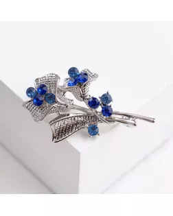 Брошь "Цветы" незабудок букет, цвет сине-голубой в серебре арт. СМЛ-176497-1-СМЛ0000710079