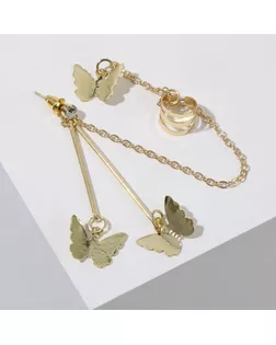 Серьга "Каффа" бабочка, цвет золото арт. СМЛ-193238-1-СМЛ0007113908