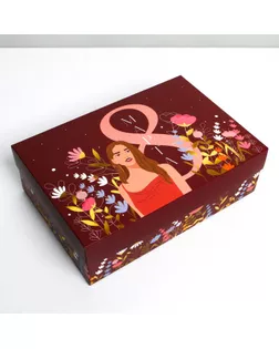 Коробка складная «8 марта, girl»,  21 × 15 × 7 см арт. СМЛ-190701-2-СМЛ0007119033