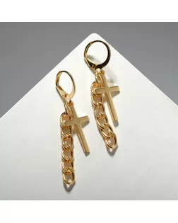 Серьги металл "Крест и цепочка", цвет золото арт. СМЛ-214514-1-СМЛ0007120654