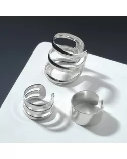 Серьги "Каффы" набор 3 шт, классика, цвет серебро арт. СМЛ-227777-1-СМЛ0007120660