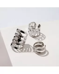 Серьги "Каффы" набор 3 шт, линии, цвет серебро арт. СМЛ-190537-1-СМЛ0007120661