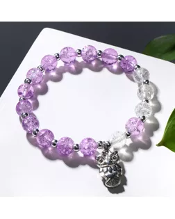 Браслет "Радость" сова, цвет бело-сиреневый, d=7 арт. СМЛ-198473-1-СМЛ0007120776