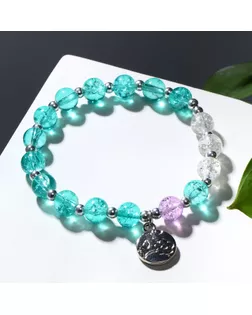 Браслет "Радость" монетка, цвет бело-зелёный, d=7 арт. СМЛ-198474-1-СМЛ0007120777