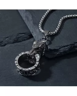 Кулон "Волк" кольцо, цвет чернёное серебро, 70см арт. СМЛ-194646-1-СМЛ0007121242