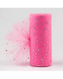 Фатин с блёстками, 15 см, 23 ± 1 м, 11 ± 1 г/кв.м, цвет розовый №4 арт. СМЛ-239306-8-СМЛ0007128548