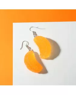Серьги пластик "Вкусности" дольки мандарина, цвет оранжевый арт. СМЛ-162395-1-СМЛ0007142015