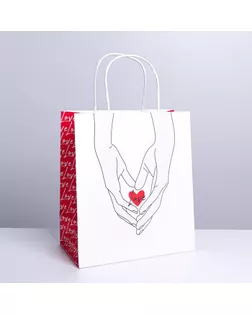 Пакет подарочный крафтовый «Сердце», 22 × 25 × 12 см арт. СМЛ-194584-1-СМЛ0007150706