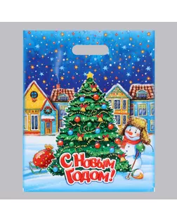 Пакет "Снежный патруль", полиэтиленовый с вырубной ручкой, 40х50 см, 80 мкм арт. СМЛ-172126-1-СМЛ0007154987