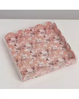 Коробка для кондитерских изделий с PVC крышкой «Цветы», 18 × 18 × 3 см арт. СМЛ-229260-1-СМЛ0007155192