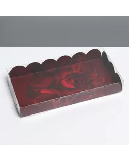 Коробка для кондитерских изделий с PVC крышкой «Розы», 10,5 × 21 × 3 см арт. СМЛ-195939-1-СМЛ0007155223