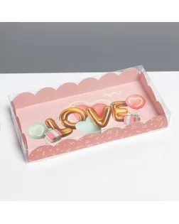 Коробка для кондитерских изделий с PVC крышкой «Воздушная любовь», 10,5 × 21 × 3 см арт. СМЛ-193996-1-СМЛ0007155231