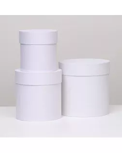 Набор круглых коробок 3 в 1 "Краски", белые, 18 х 18 х 18 - 14 х 14 х 14 см арт. СМЛ-183533-1-СМЛ0007155843