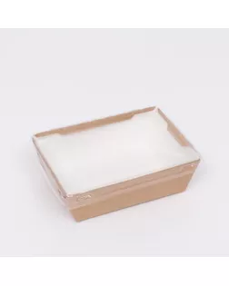 Контейнер с прозрачной крышкой, крафт, 0,4 л, 14,5 х 9,5 х 4, 5 см арт. СМЛ-167023-1-СМЛ0007184444