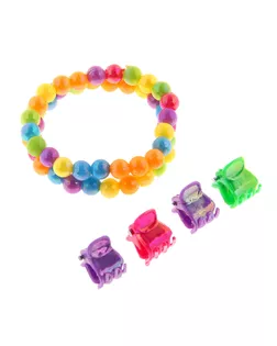 Комплект детский "Выбражулька" 5 предметов: 4 крабика, браслет 2 нити, радуга, цвета МИКС арт. СМЛ-24641-1-СМЛ0072106